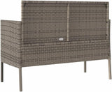 Garden Bench Deck Bench Patio Bench with Cushions Gray Poly Rattan - Photo 6
