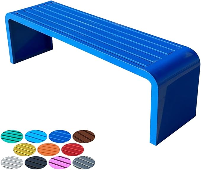 2-Person Garden Bench, Suit for Garden, Porch and Park, Outdoor Garden Benches, 2-Person Park Bench, Metal Park Bench for Outside(Dark Blue,59.1x15.7x17.7in(LxWxH))
