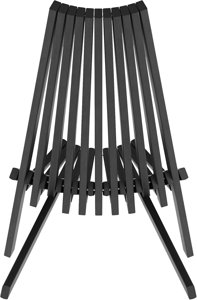 Flash Furniture Delia Commercial Indoor/Outdoor Wood Folding Chair, Low Profile Lounge for Patio, Porch, or Garden, Versatile Weather-Resistant Acacia Wood, Black