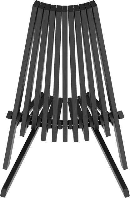 Flash Furniture Delia Commercial Indoor/Outdoor Wood Folding Chair, Low Profile Lounge for Patio, Porch, or Garden, Versatile Weather-Resistant Acacia Wood, Black