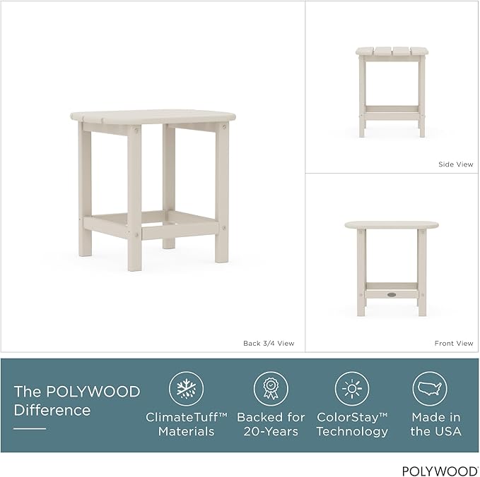 POLYWOOD SBT18SA South Beach 18" Outdoor Side Table, Sand