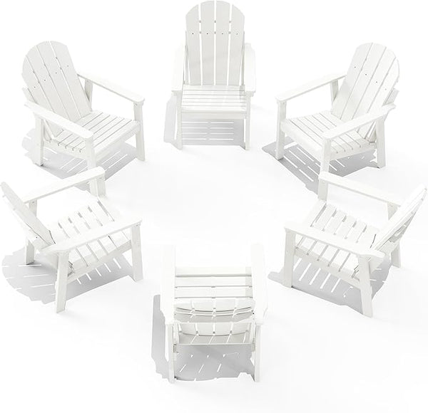 Adirondack Chair Set of 6, All Weather HDPE Fire Pit Chairs, Oversized Plastic Adirondack Chair for Outdoor, Balcony - Photo 1