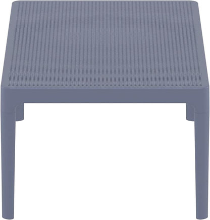 CC Home Furnishings 39.5" Dark Gray Patio Solid Rectangular Lounge Coffee Table