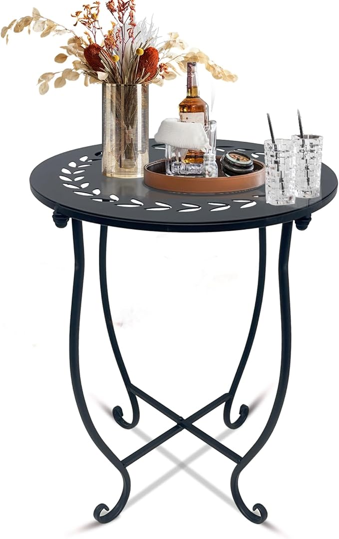 Round Side Table, 1 Pack 14 Inch Bedside Table for Living Room, Bedroom - Photo 1