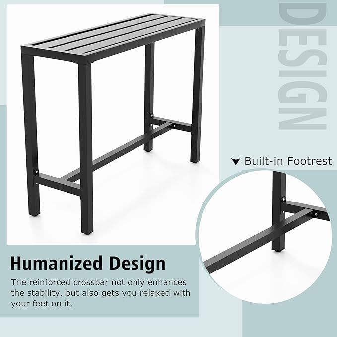 COSTWAY Outdoor Bar Table 48-inch Wide - Photo 8