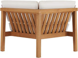 Modway Bayport Outdoor Patio Teak Wood Corner Chair in Natural White - Photo 7