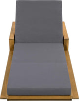 Merax Patio Chaise Lounge Set of 2, Acacia Wood Outdoor Reclining Chairs with 4-Position Adjustable Backrest - Photo 4