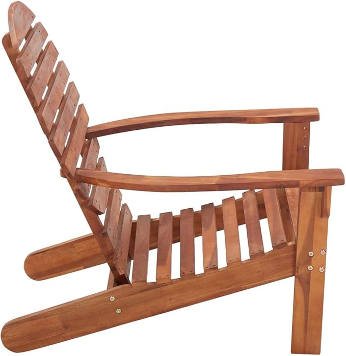 Solid Acacia Wood Adirondack Chair for Outdoor Patio Garden, Classic Design with Comfy Curves and Durable Build - Photo 4
