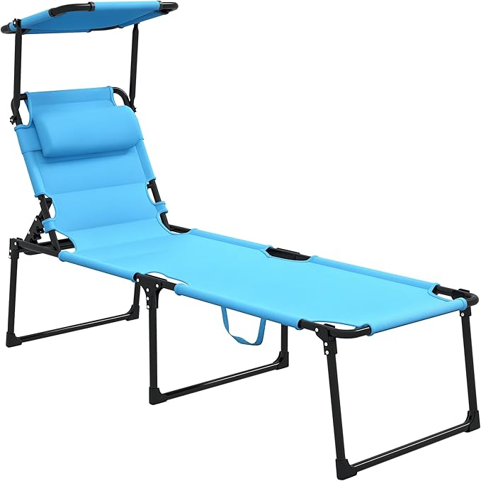 Outsunny Outdoor Lounge Chair, Adjustable Backrest Folding Chaise Lounge - Photo 1