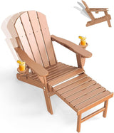 GREENVINES Adjustable Adirondack Chair with Retractable Ottoman | Folding | HDPE Plastic | Fire Pit Chairs w/Foot Rest - Photo 1
