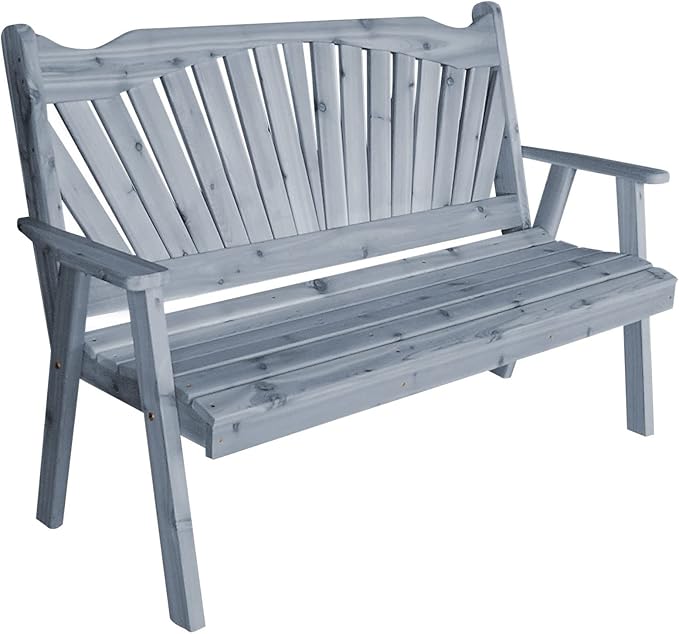 Furniture Barn USA Pine 5' Fanback Garden Bench, Gray Stain