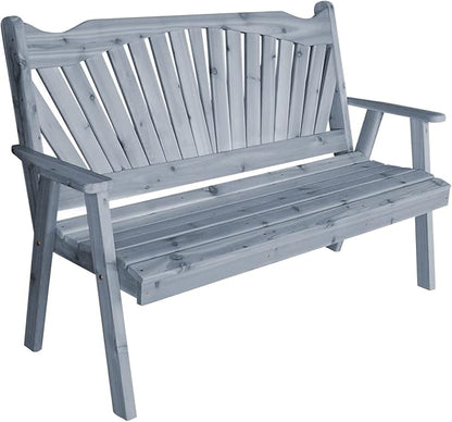 Furniture Barn USA Pine 4' Fanback Garden Bench, Gray Stain