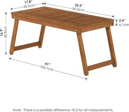 Furinno Tioman Outdoor Hardwood Coffee Folding Table, Natural