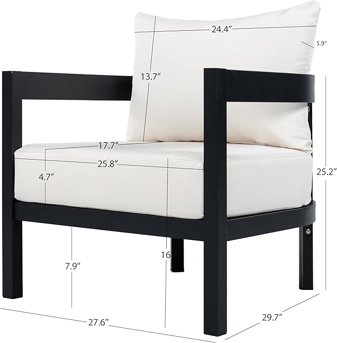 Merax 5 Piece Outdoor Curved Aluminum Patio Furniture Set - Photo 4