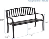 Tangkula 50 Inch Outdoor Steel Garden Bench Park Bench, Patio Chair Garden Bench with High Back & Rustproof Armrests - Photo 3