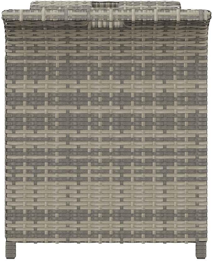 Grey Polyethylene Rattan Garden Bench, Weatherproof Outdoor Seating with Storage, Patio Furniture for 2 People, 45.7x45.7x22.4 Inches Patio Bench