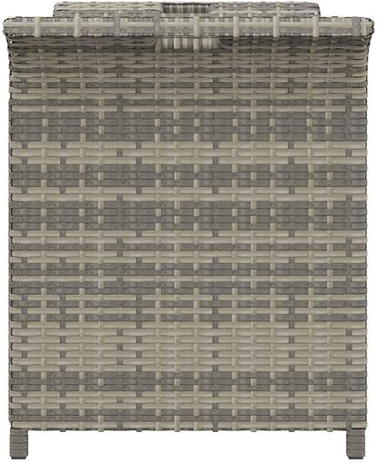 Grey Polyethylene Rattan Garden Bench, Weatherproof Outdoor Seating with Storage, Patio Furniture for 2 People, 45.7x45.7x22.4 Inches Patio Bench