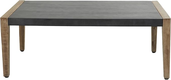 Deco 79 Wood Outdoor Coffee Table with Wood Legs, 44" x 24" x 17", Dark Gray