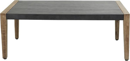 Deco 79 Wood Outdoor Coffee Table with Wood Legs, 44" x 24" x 17", Dark Gray
