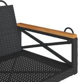1-Seater Black PE Rattan Garden Chair Swing Bench 24.4x24.8x15.7 in Powder-Coated Steel Frame Solid Acacia Seat for - Photo 8