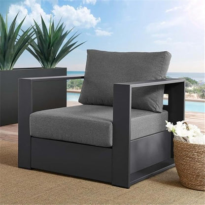 Modway Tahoe Aluminum Outdoor Patio Armchair in Gray Charcoal