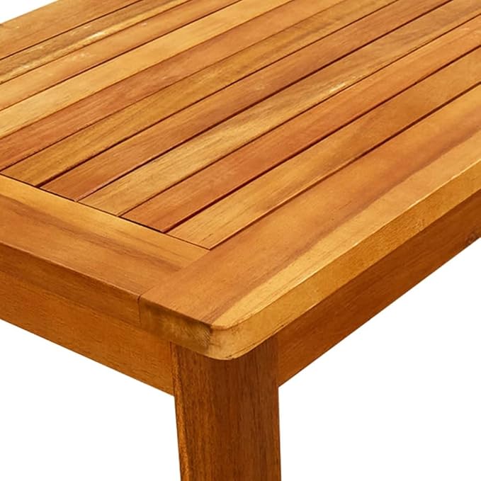 Outdoor Coffee Table, Solid Acacia Wood Side Table for Patio, Garden, Balcony, Rustic Brown Slatted Accent Table - Photo 6