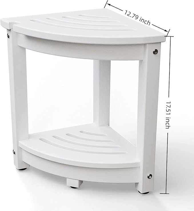 VINGLI Outdoor Side Table, HDPE Space-Saving Patio Side Table Corner Table Shower Bench - Photo 3