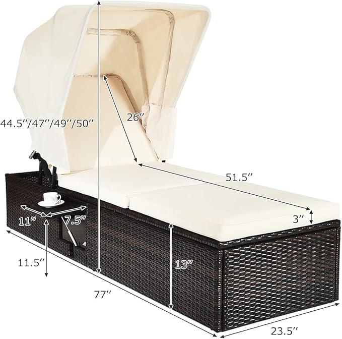 RELAX4LIFE Rattan Chaise Lounge Chair - PE Wicker Reclining Lounger with 5-Position Adjustable Backrest - Photo 3