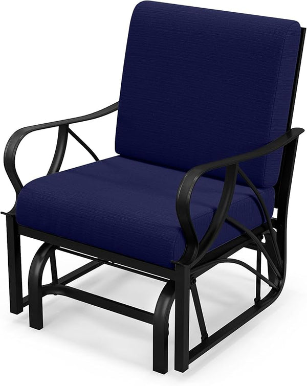 Tangkula Outdoor Patio Glider, Metal Framed Gliding Chair with Cushion - Photo 1