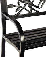 Plow & Hearth Evergreen Garden Weatherproof Dragonfly Outdoor Bench | Holds Up to 300 lbs. - Photo 4