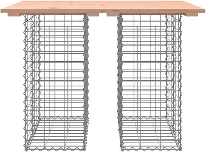 Garden Bench with Gabion Design Solid Douglas Fir Wood and Galvanized Steel Seating for Two Heavy Weight Capacity 242.5 lbs Rustic Outdoor Furniture for Patio Backyard