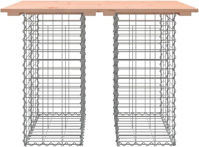 Solid Douglas Fir Wood and Metal Garden Bench Outdoor Furniture Brown 39.4 Inch Gabion Design for Patio Garden Backyard