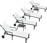 PURPLE LEAF Patio Lounge Chair Set Outdoor Chaise Lounger Aluminum Frame with Armrest 2 Side Table and Wheels for Pool - Photo 1