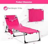Giantex Tanning Chair, 330Lbs Patio Lounge Chair with 5 Adjustable Position, Face & Arm Hole, Hand/Shoulder Strap - Photo 3
