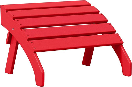 Costaelm Adirondack Chair Footrest, Patio Footstool, Ottoman Outdoor Foot Rest for Patio Waterproof, Adirondack Ottoman Patio Footstool, Red