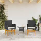 Patio Chairs with Cushions 2 pcs Black Poly Rattan&Solid Wood Sillas para Patio Lawn Chairs for Dining Table Garden - Photo 4