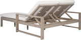 Acacia Wood Outdoor Double Chaise Lounge with 5-Position Adjustable Backrest and Armrest - Photo 9