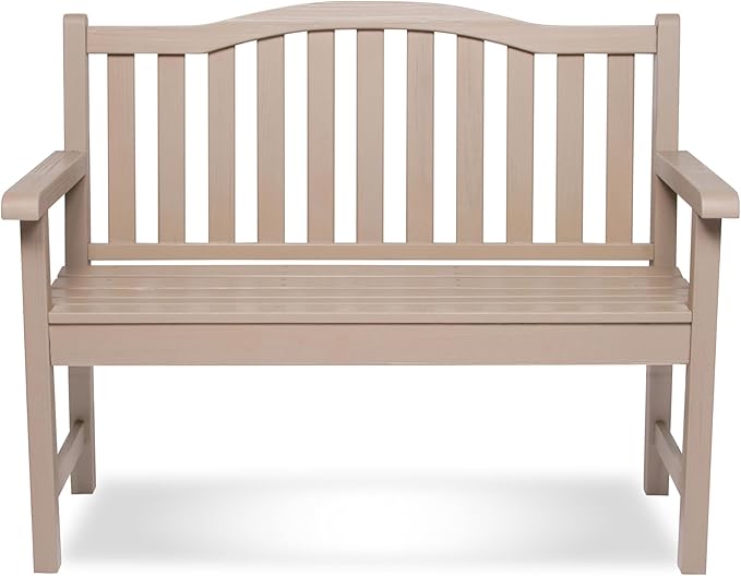 Shine Company Belfort Outdoor Solid Wood Patio Garden Bench, Ergonomic Seat, 22" D x 44.75" W x 36" H, Graystone