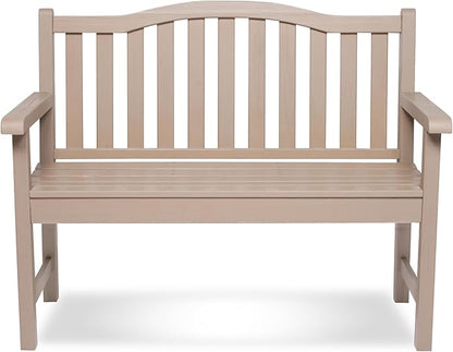 Shine Company Belfort Outdoor Solid Wood Patio Garden Bench, Ergonomic Seat, 22" D x 44.75" W x 36" H, Graystone