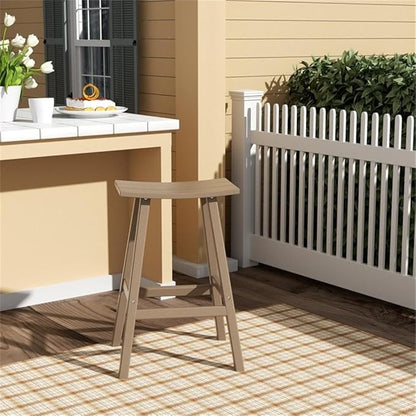 Costaelm All-Weather Outdoor Bar Stools, 29" Height Patio Stools & Bar Chairs, Adirondack Poly Patio Bar Stool for Patio, Deck, Kitchen Counter and Garden, Weathered Wood