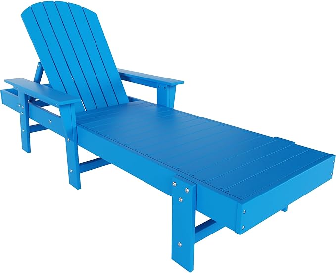 WestinTrends Dylan HDPE Outdoor Patio Poly Adirondack Reclining Chaise Lounge with Arms, Pacific Blue