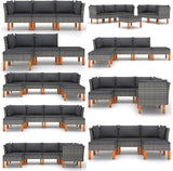 vidaXL Modern Middle Outdoor Sofa in Grey | Durable Poly Rattan and Comfy Polyester Cushion for Indoor and Outdoor Use - Photo 8