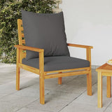 2-Pack Outdoor Sofa Chairs Acacia Wood Patio Couch with Grey Cushions 25.6x26.8x31.9 in Modern Loveseat Style for Patio - Photo 1