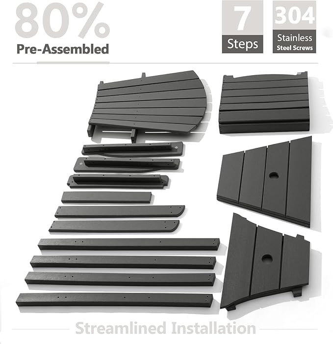 PASAMIC Tall Adirondack Chair Set of 2, All-Weather HDPE Outdoor Chairs with Removable Double Trays - Photo 7