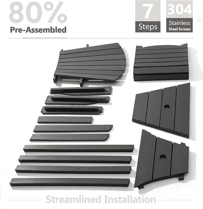 PASAMIC Tall Adirondack Chair Set of 2, All-Weather HDPE Outdoor Chairs with Removable Double Trays, Bar Height Adirondack Chairs for Balcony, Deck, Patio, Backyard, Dark Gray