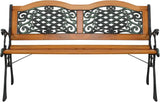 Savins gt1-ly 49 inch Garden Bench Outdoor Terrace Park Chair Furniture Hardwood Slat cast Iron Frame - Photo 1