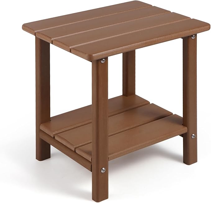Adirondack Outdoor Side Table, 2-Tier Sturdy Patio End Table Weather Resistant, 16.5" Solid Side Table for Patio, Pool - Photo 1