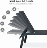 PURPLE LEAF Patio Chaise Lounge Set for 4 Outdoor Chaise Lounge Chair with Aluminum Frame and Easy-to-Move Wheels Pool - Photo 7
