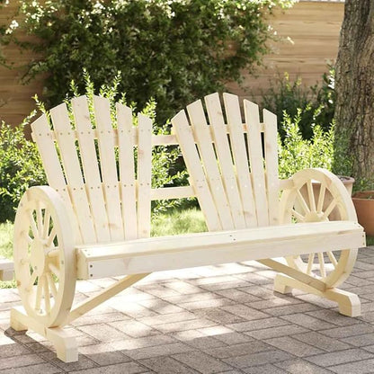 2-Seater Garden Adirondack Chair, Solid Fir Wood Outdoor Patio Furniture with Ergonomic Backrest, Natural Brown Finish for Garden, Balcony, Backyard Relaxation