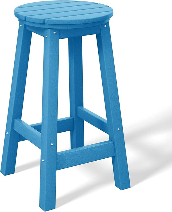 Costaelm 24" Height Outdoor Bar Stools, All-Weather Bar Stools, Adirondack Poly Patio Round Bar Stool for Patio, Deck - Photo 1
